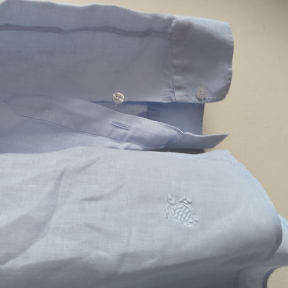 Vilebrequin Men Linen Shirt-Caroubis  Blue - Picture 10 of 16